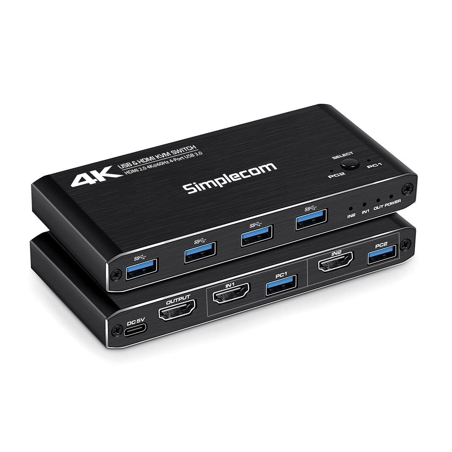 Simplecom KM420 2-Port HDMI KVM Switch HDMI 2.0 4K@60Hz 4-Port USB 3.0 Hub 5Gbps Simplecom KM420 2-Port HDMI KVM Switch HDMI 2.0 4K@60Hz 4-Port USB 3.0 Hub 5Gbps